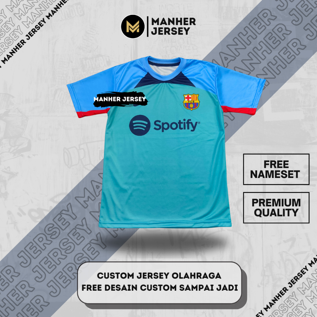 JERSEY LATIHAN TRAINING BARCELONA 2022 2023 FULL PRINTING
