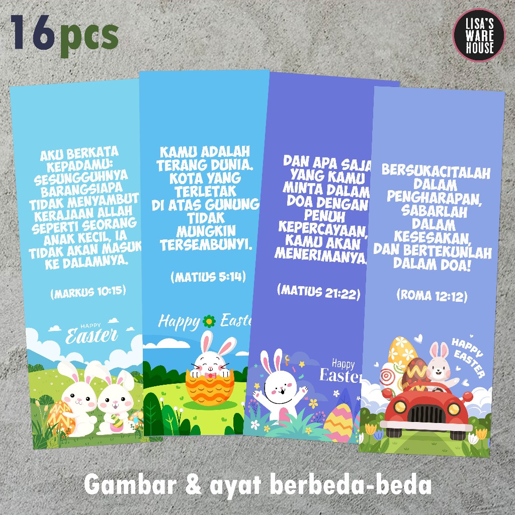 

16 Pcs Pembatas Alkitab Anak Easter Bunny Volume 01