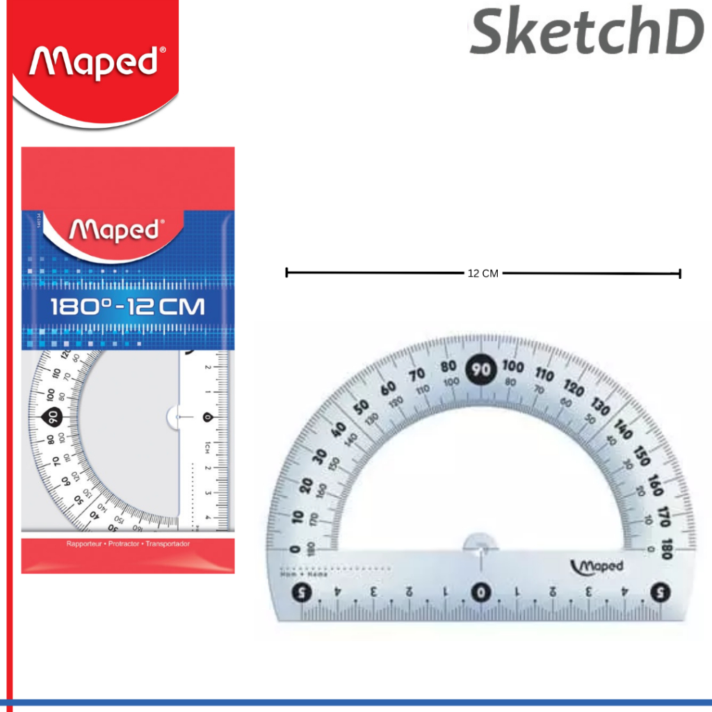 

Penggaris Busur 180 derajat Maped 12 cm Bening Geometric Protactor