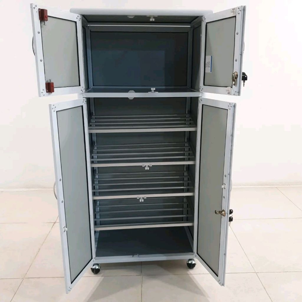 TC ALUMINIUM LSH225 ACP 60X38X128 w 1/5 SUSUN LEMARI RAK SEPATU HELM ALUMINUM 20U PUTIH MUAT 2 HELM 