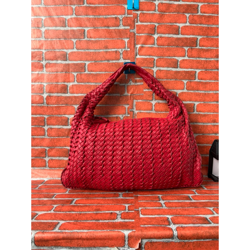 TAS SHOULDER WANITA KULIT ASLI MOTIF TIKAR SECOND MERAH / TAS TOTE HOBO WANITA KULIT ASLI SECOND