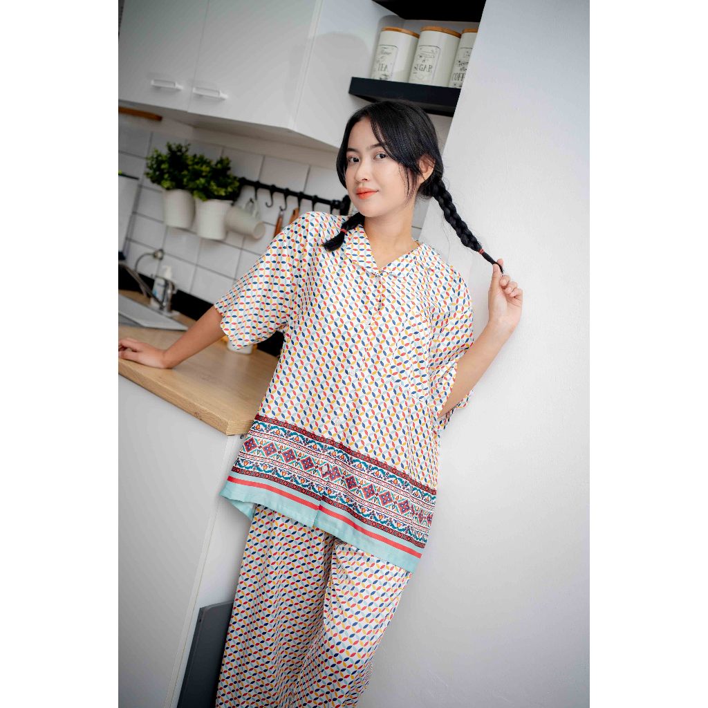 KAMINI - Pajamas Set Wanita Satin Silk Celana Panjang
