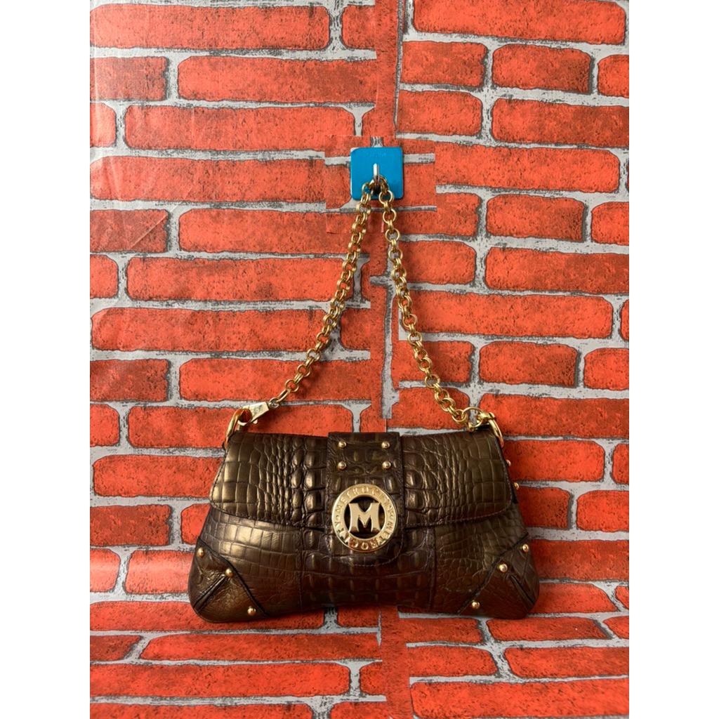 TAS SHOULDER KULIT ASLI METROCITY WANITA SECOND GOLD / TAS KETEK RANTAI WANITA METRO SECOND