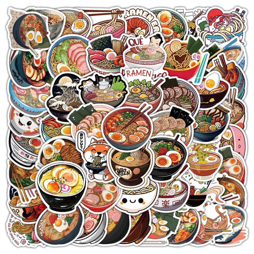 

[50 Pcs] DECO STICKER | STICKER DIY | JURNAL AESTHETIC [DS-188] RAMEN MAKANAN JEPANG Sticker Koper, HP Laptop Tumbler Komputer