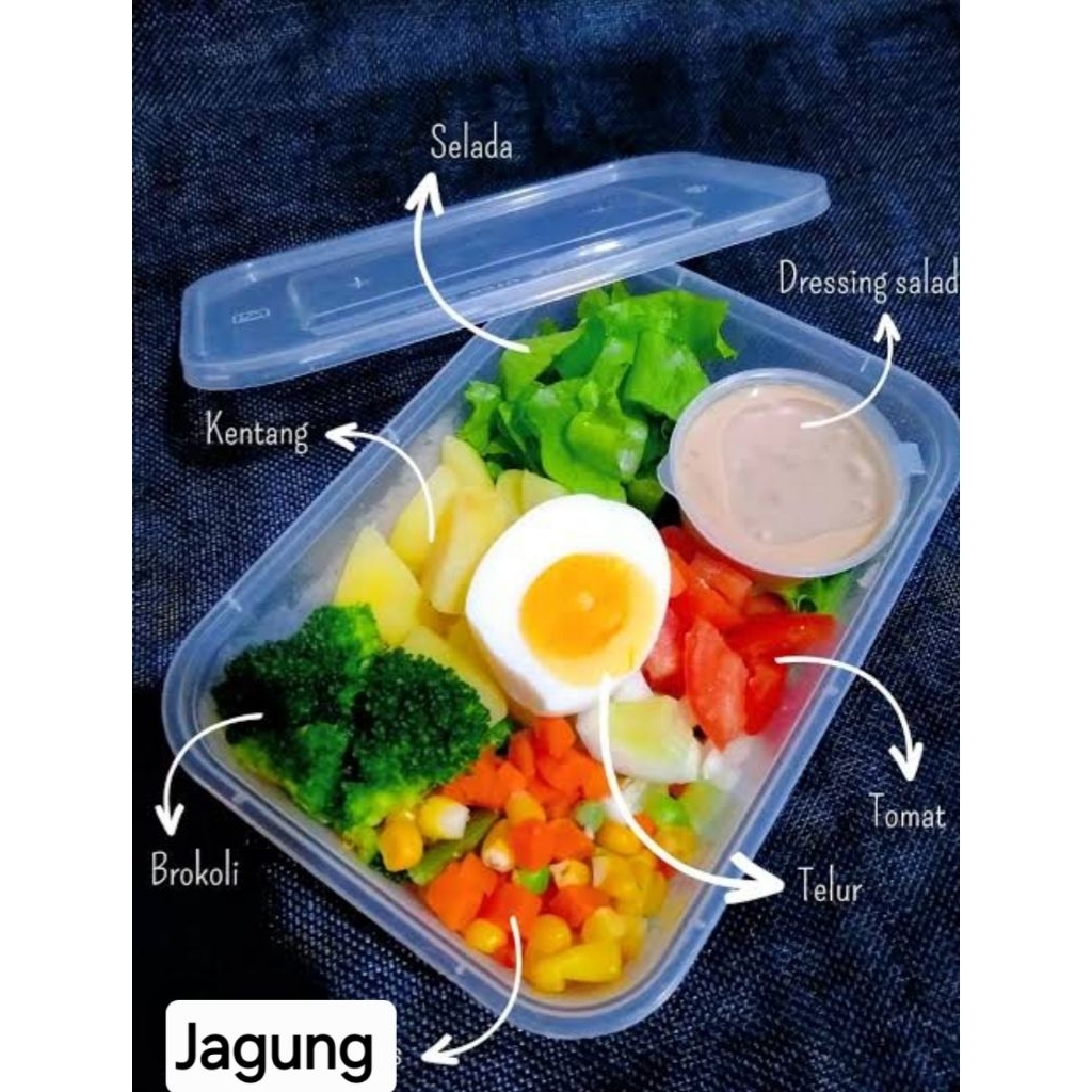 

Salad Sayur segar pakai box 1000ml (ready H-1) plus 2 dressing sangrai wijen/thousand island/mayonaise