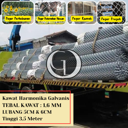 

(T3,5) Kawat Pagar Harmonika Galvanis 1,6MM Tinggi 3,5 Meter Lubang 5CM & 6CM