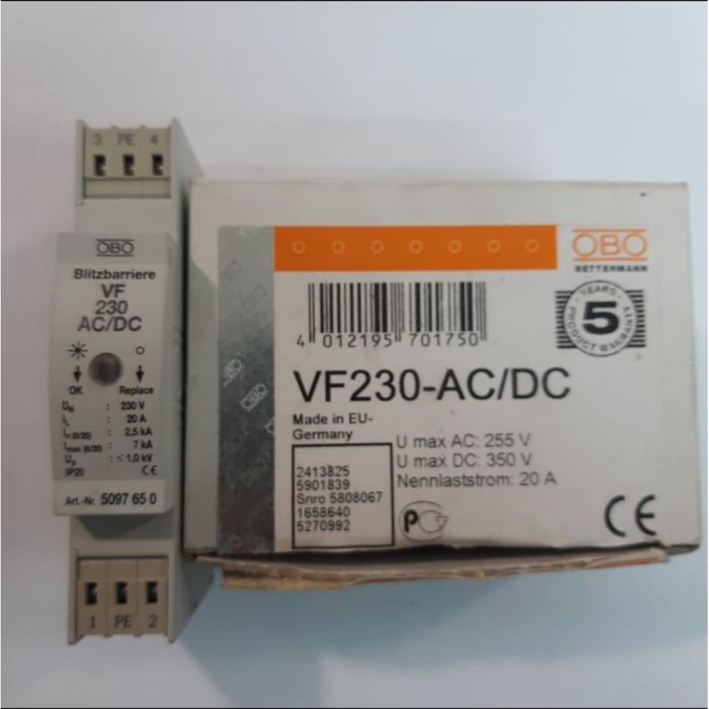ARESTER OBO VF230 AC/DC . 230Vac/dc 20A