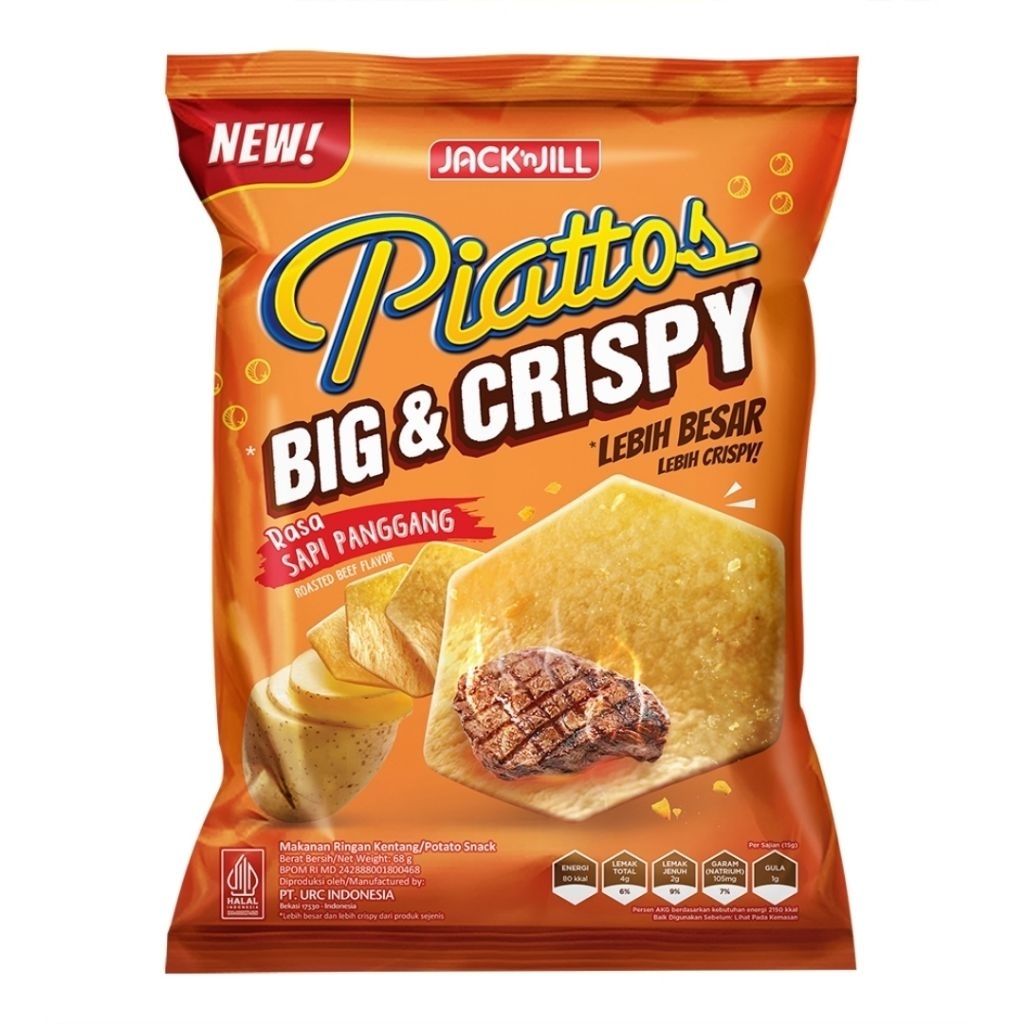

Piattos Snack Kentang Big Crispy Sapi Panggang 68 g