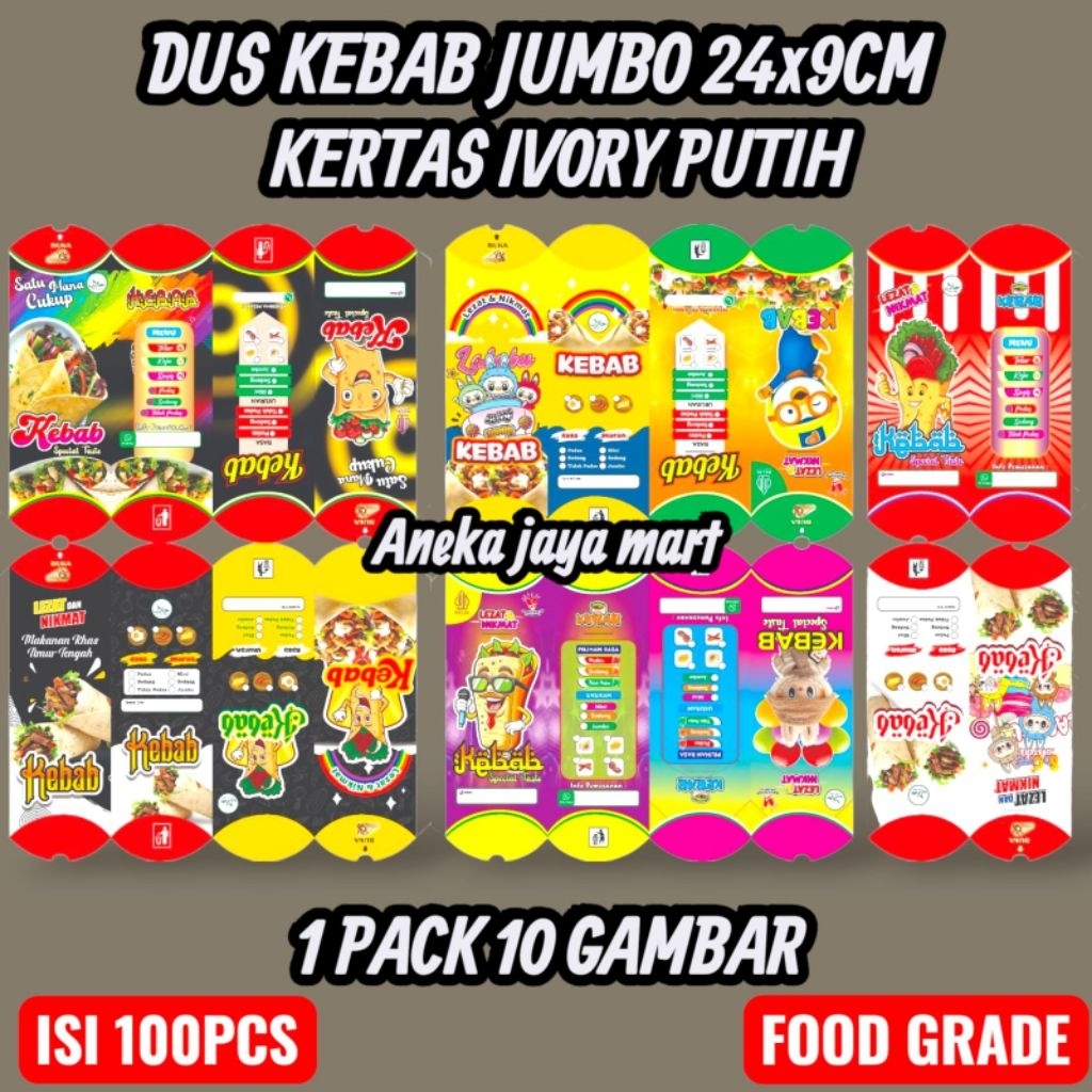 

100 PCS KERTAS KEBAB / DUS KEBAB TARIKAN / UKURAN 24X9 20X8 QUALITY