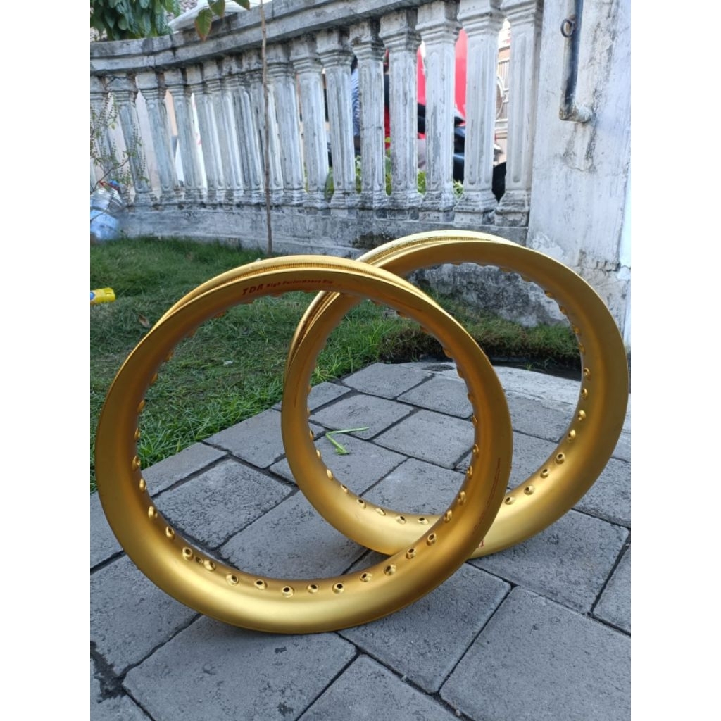 Velg jari jari TDR U shape Dot gold set uk 250 300 Ring 17 hole 36 set depan belakang