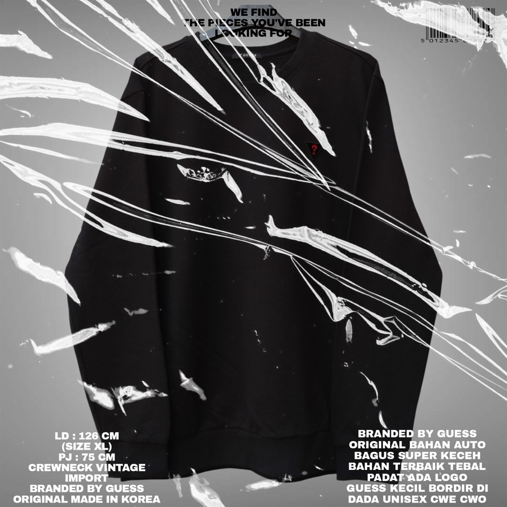 GUESS ORIGINAL/GUESS SWEATER/CREWNECK GUESS/BLACK SWEATER/CREWNECK BLACK/SWEATER KOREAN LOOK/SWEATER