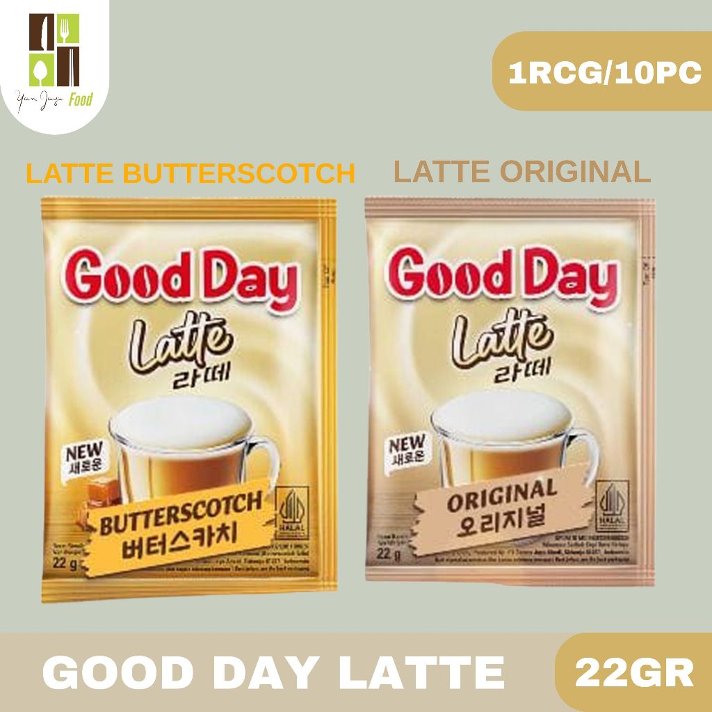 

Good Day Coffee 22g-1RCG/10PC Rasa Latte Original / Butterscotch / Coffee Instan Premix / Good Day