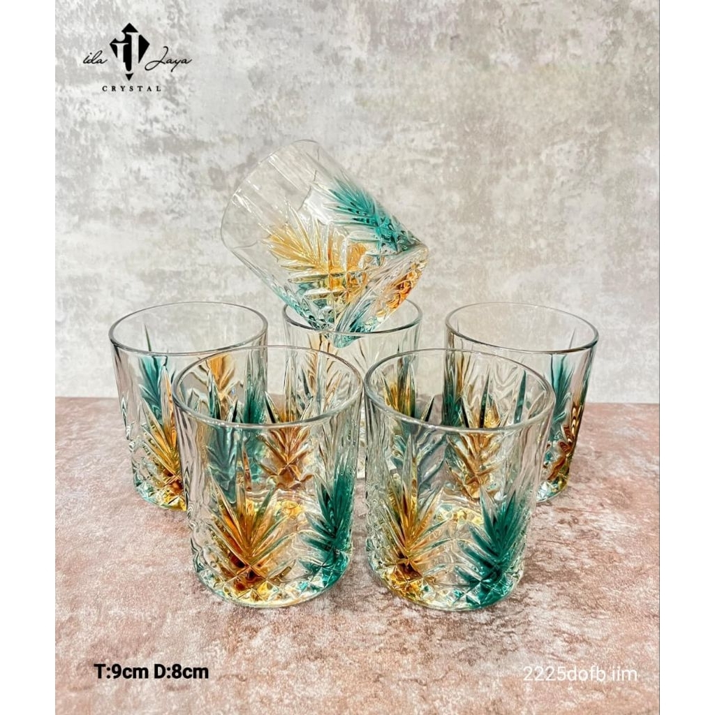 GELAS KACA GRADASI WARNA SET 6PCS