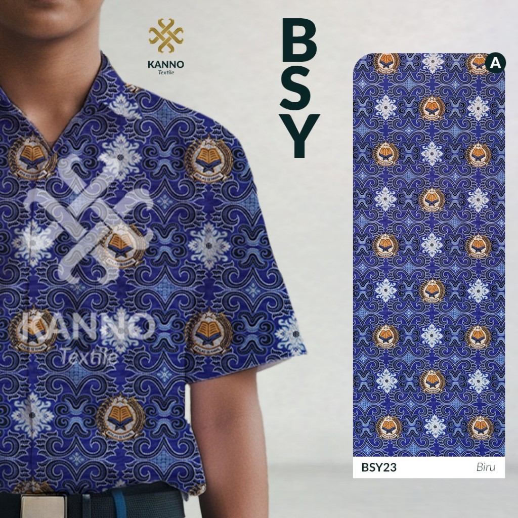 KAIN BATIK SERAGAM SEKOLAH SD SMP SMA BAHAN BSY SANWOS BSY23 WARNA BIRU