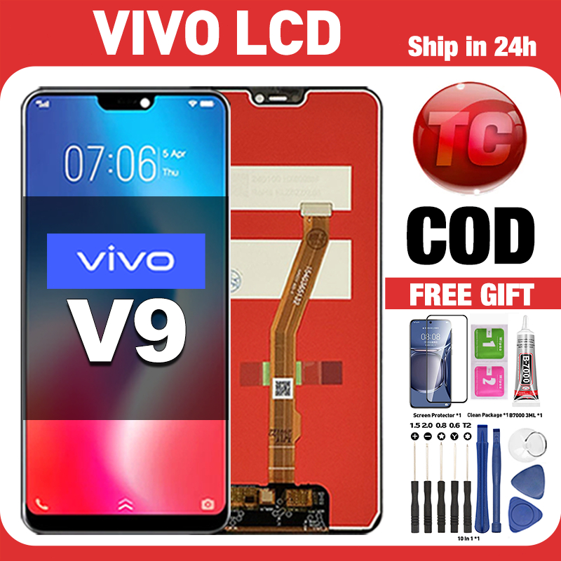 LCD VIVO V9 Original Fullset Free Tempered film + LEM + TOOLS Asli ORI Glass Touchscreen Digitizer