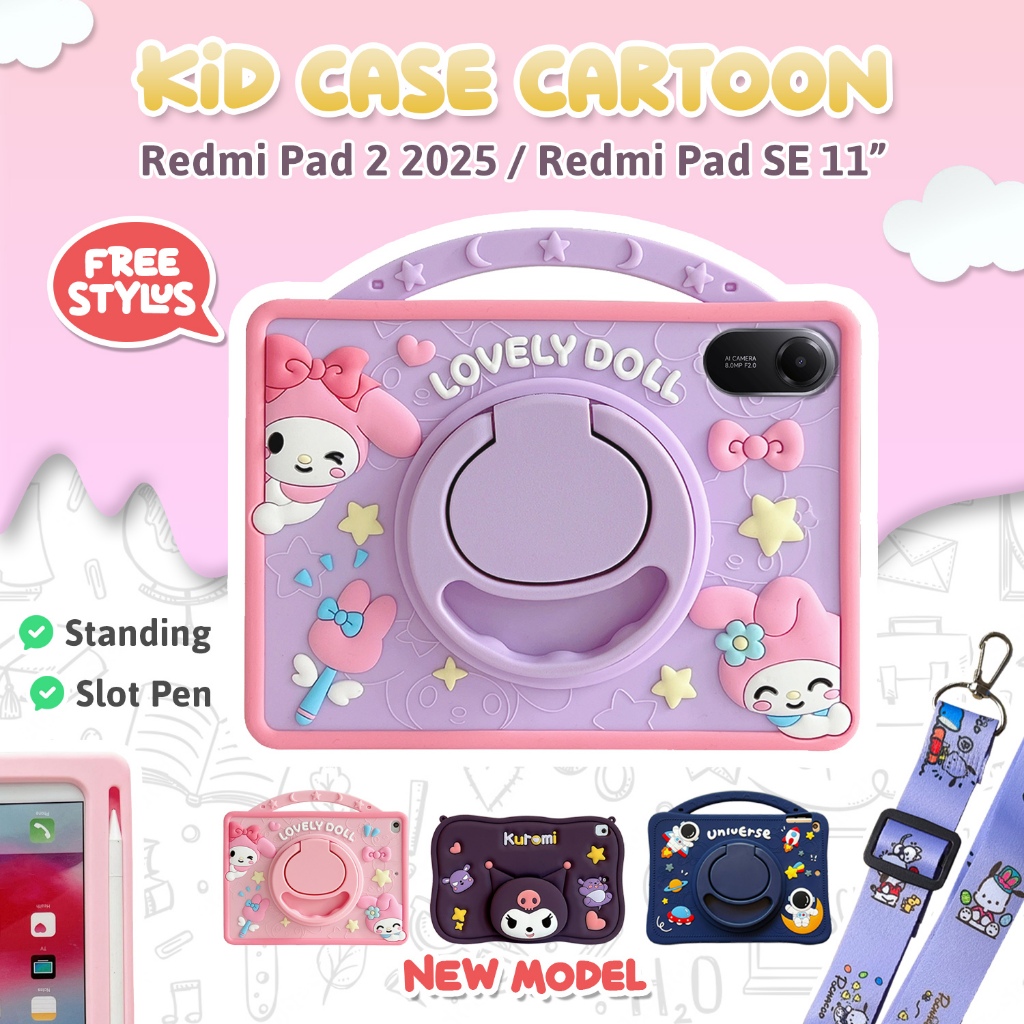 Case Anak Xiaomi Redmi Pad 2 11" 2025 / Pad SE 11 Inch 2023 WiFi 4G LTE Labubu  Casing Tablet Softca