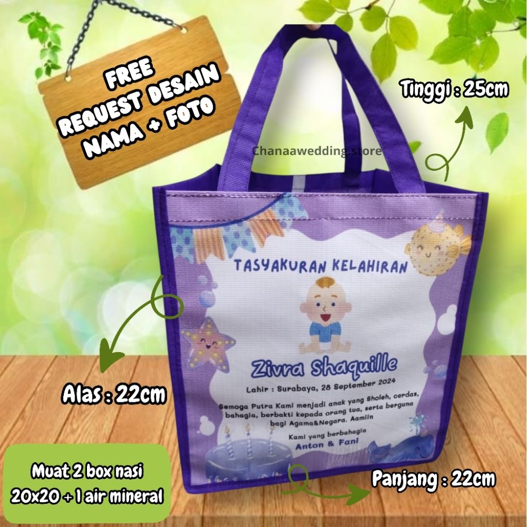 

Tas Aqiqah Murah Tas Ulang Tahun Tedhak siten Tas Khitan Tas haul Spundbond 45gsm berwarna