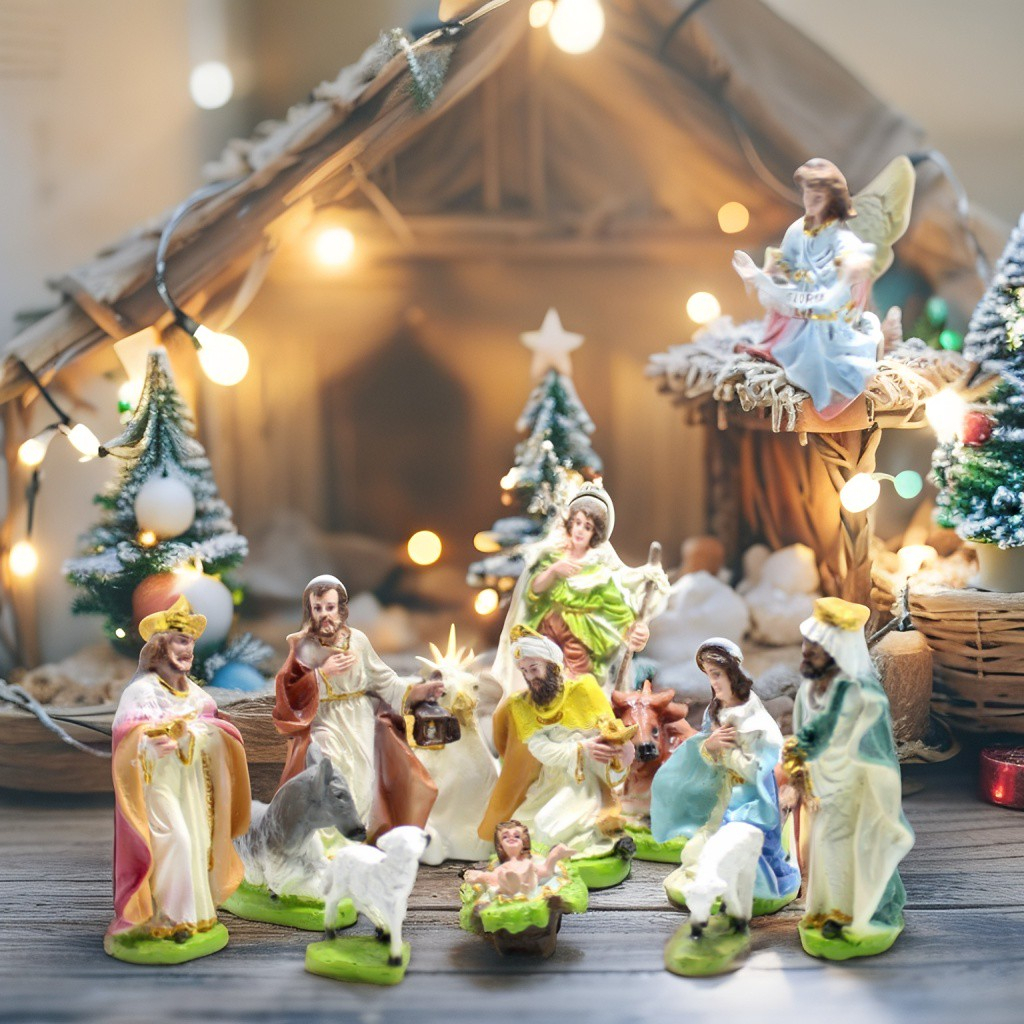 PROMO SET PATUNG NATAL 15 CM / HADIAH NATAL / NATIVITY SCANE / PATUNG TUHAN YESUS / PATUNG BUNDA