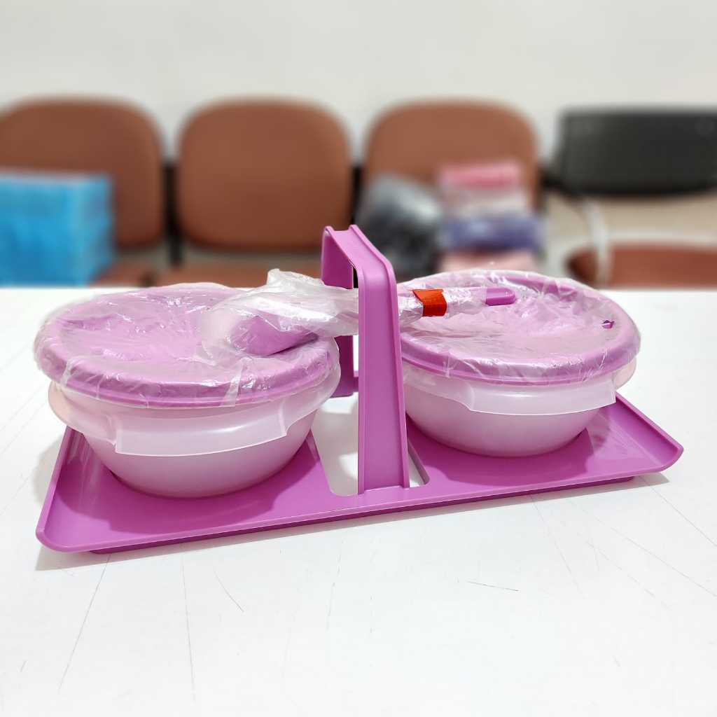 Tupperware condimate duo tempat bumbu dengan sendok serbaguna ungu