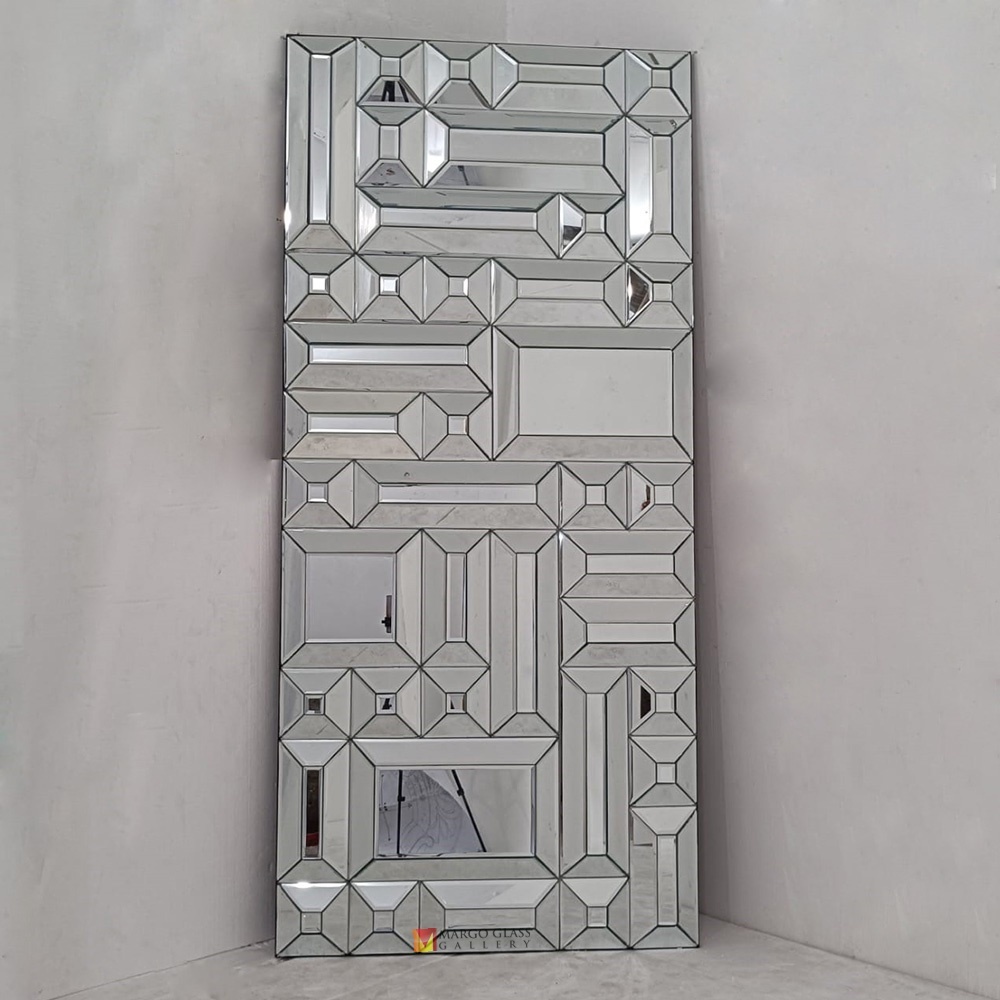 Cermin Persegi Panjang Modern 3D / Cermin Dinding Modern Geometric Bevel / Cermin Dinding Besar