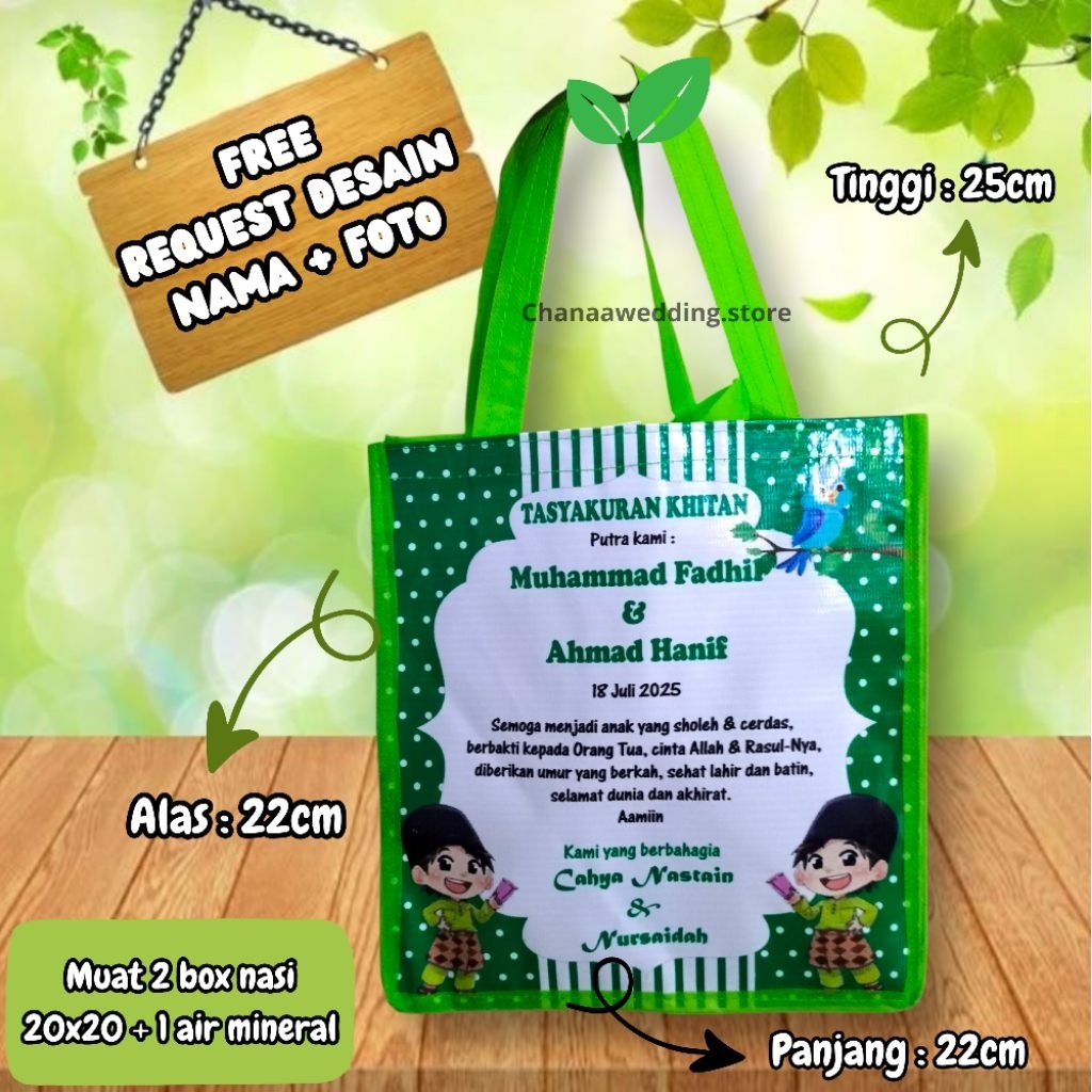 

Tas Khitan Murah Tas Sunat Tas berkat Bingkisan Sunat Spundbond 45gsm berwarna