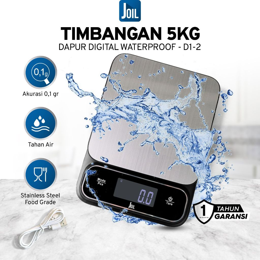 Joil Timbangan Dapur Digital Waterproof Chargeable - D1