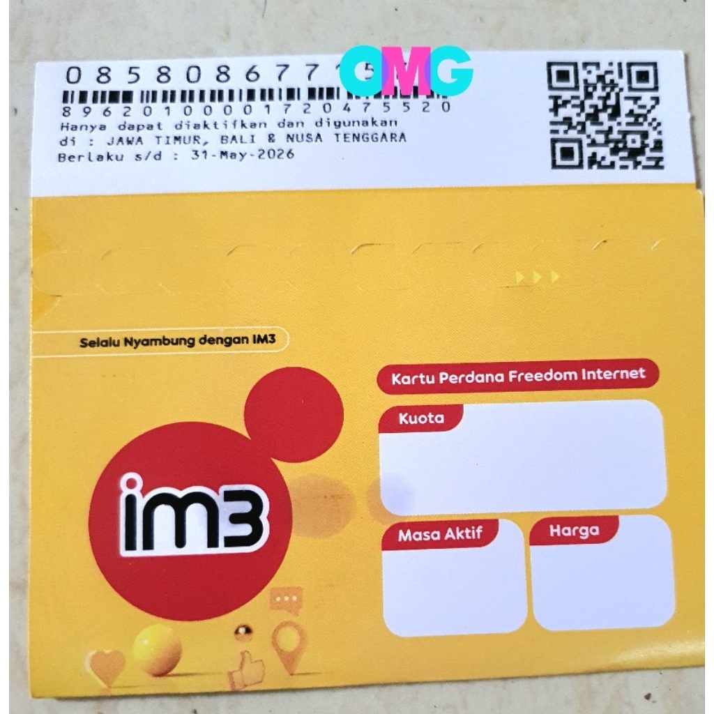 Perdana indosat 0k segel belum regis