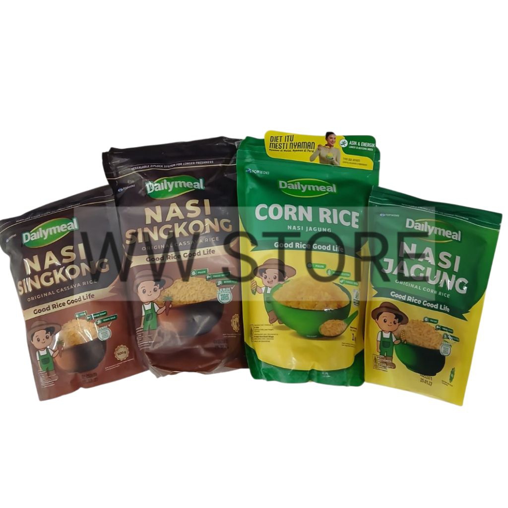 

Olahan bentuk butiran beras halal MUI TOPIKOKI Dailymeal NASI SINGKONG JAGUNG Original Cassava Corn Rice 500g 1kg