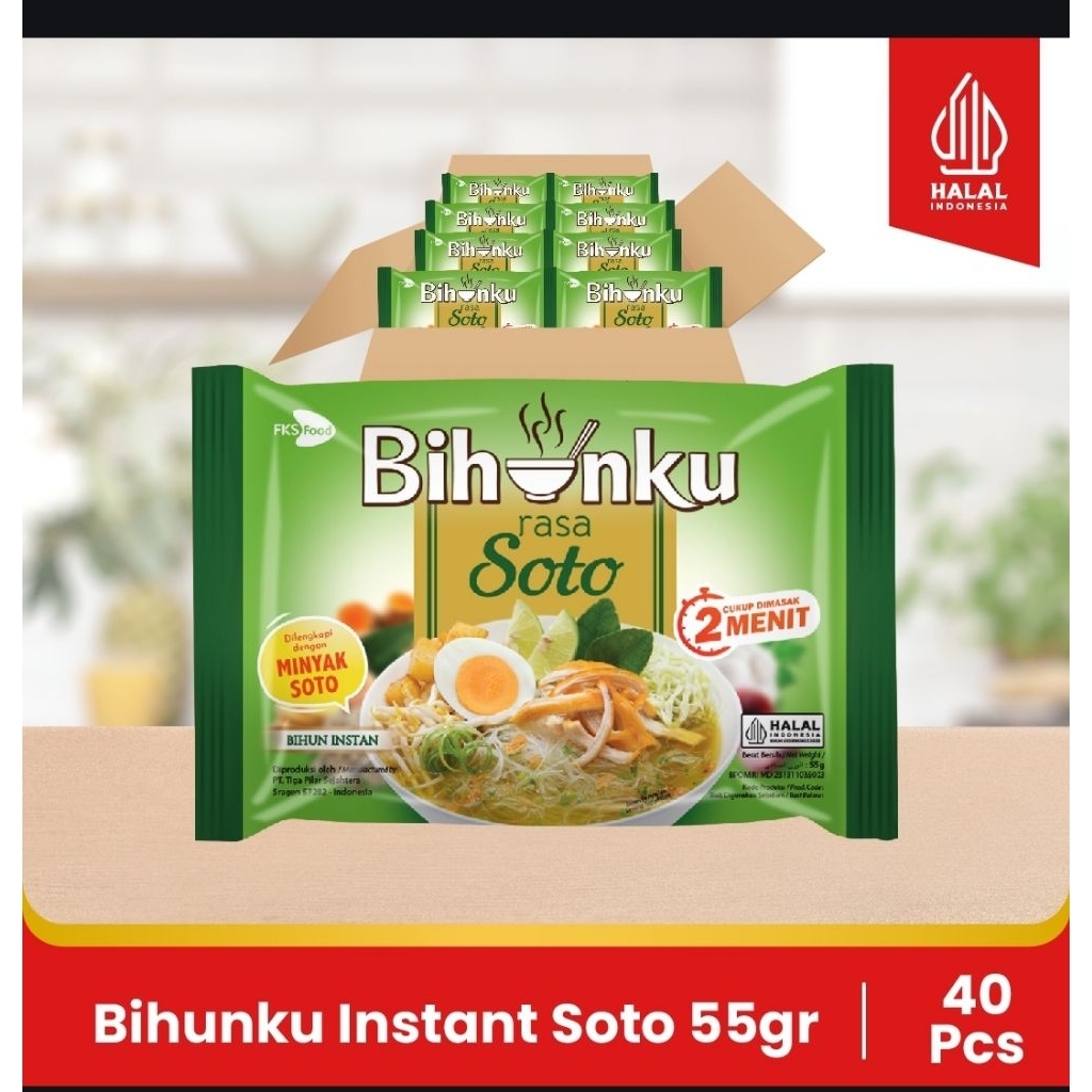 

Bihunku Instan - Soto - 1 karton - 40 Pcs - 55gr