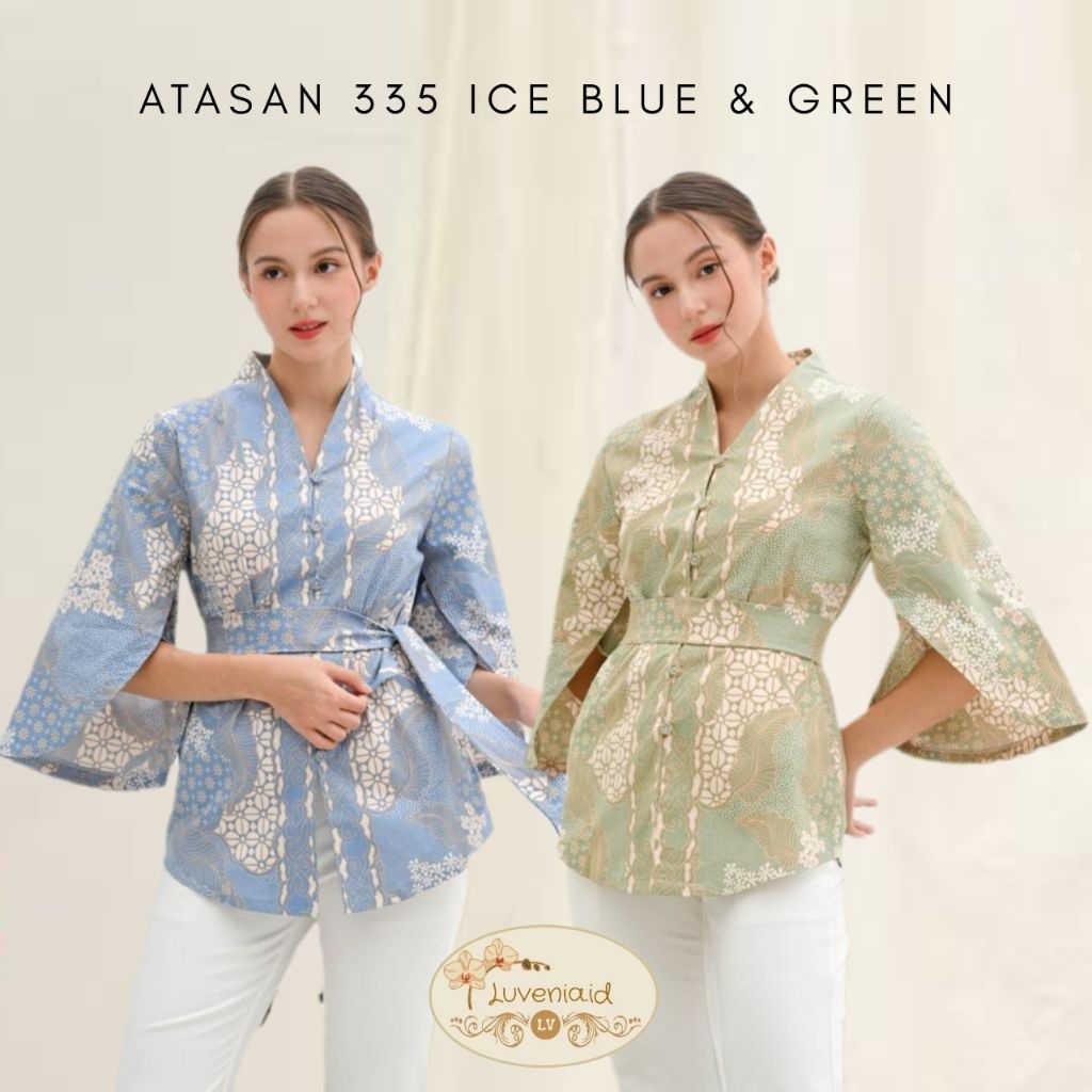 Atasan Batik 335 ICE BLUE & ICE GREEN Blouse Batik/ Batik Jumbo/ Batik Kantor/ Batik Wanita/ Batik M