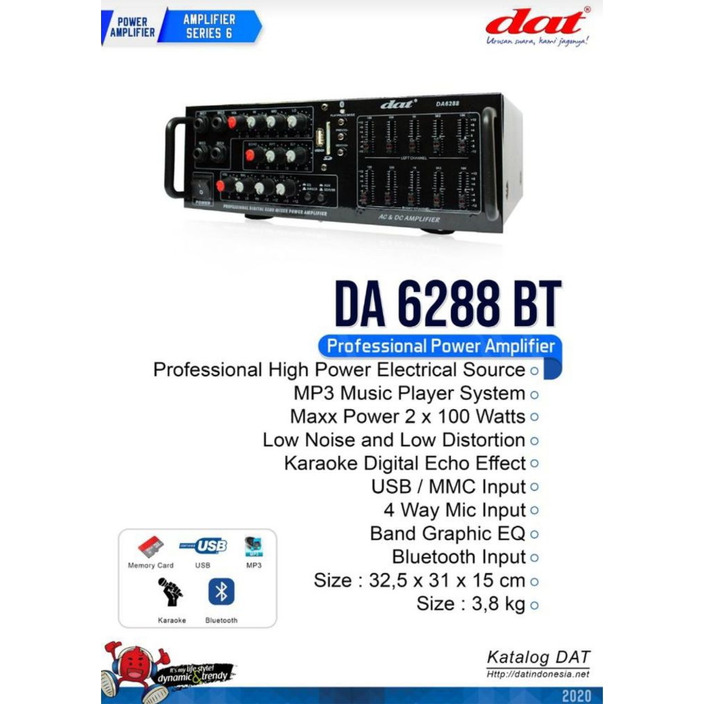 AMPLIFIER DAT DA 6288 USB BLUETOOTH AMPLI DAT DA 6288