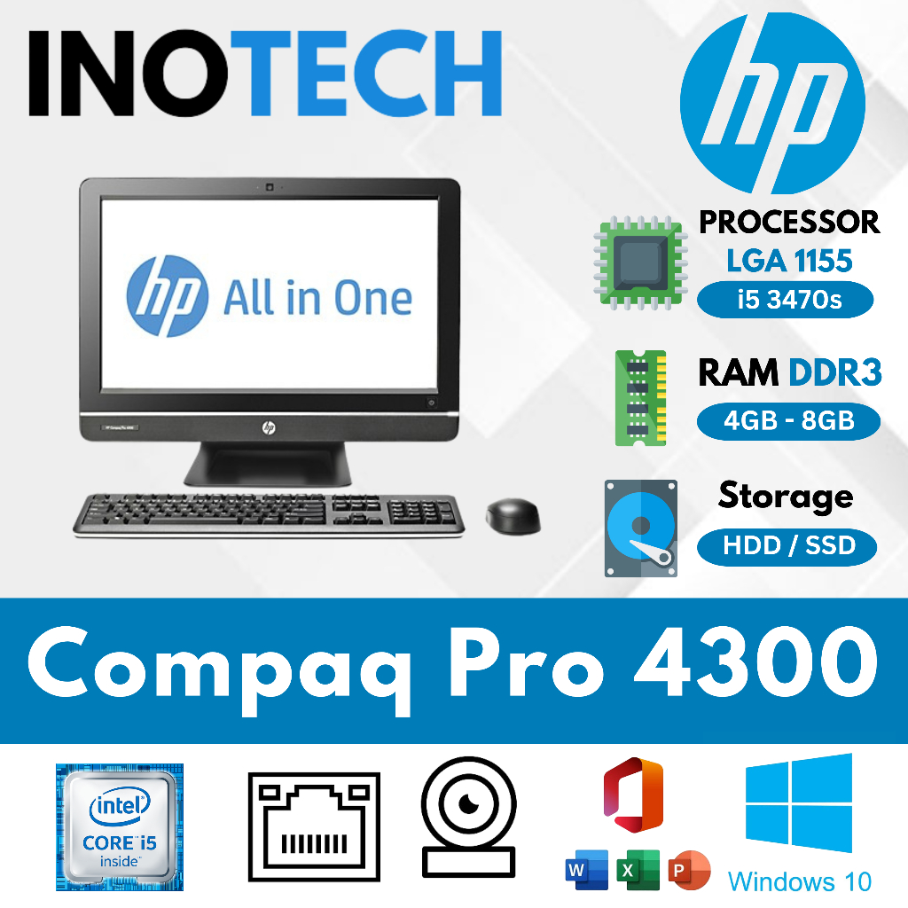 PC All in One HP Compaq 4300 Core i3 i5 i7 | RAM 8GB | SSD 256GB | Layar 21.5” Full HD | AIO Second 