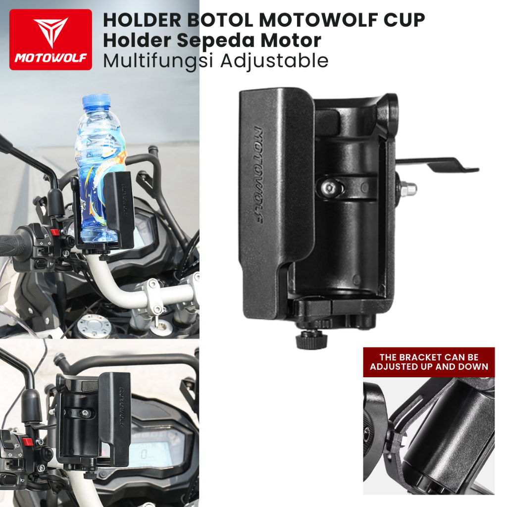 Holder Botol Motowolf Cup Holder Motor Sepeda Multifungsi Adjustable