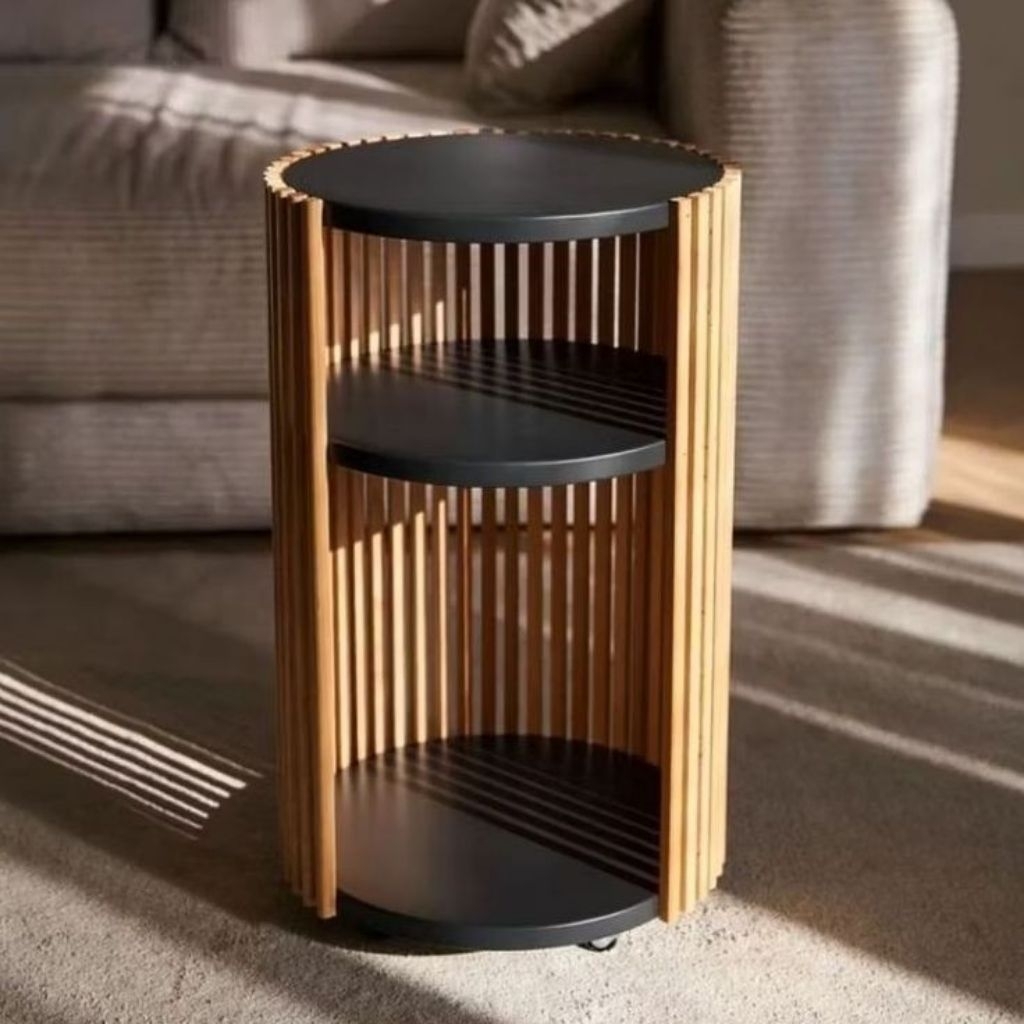 meja kayu rias bulat minimalis