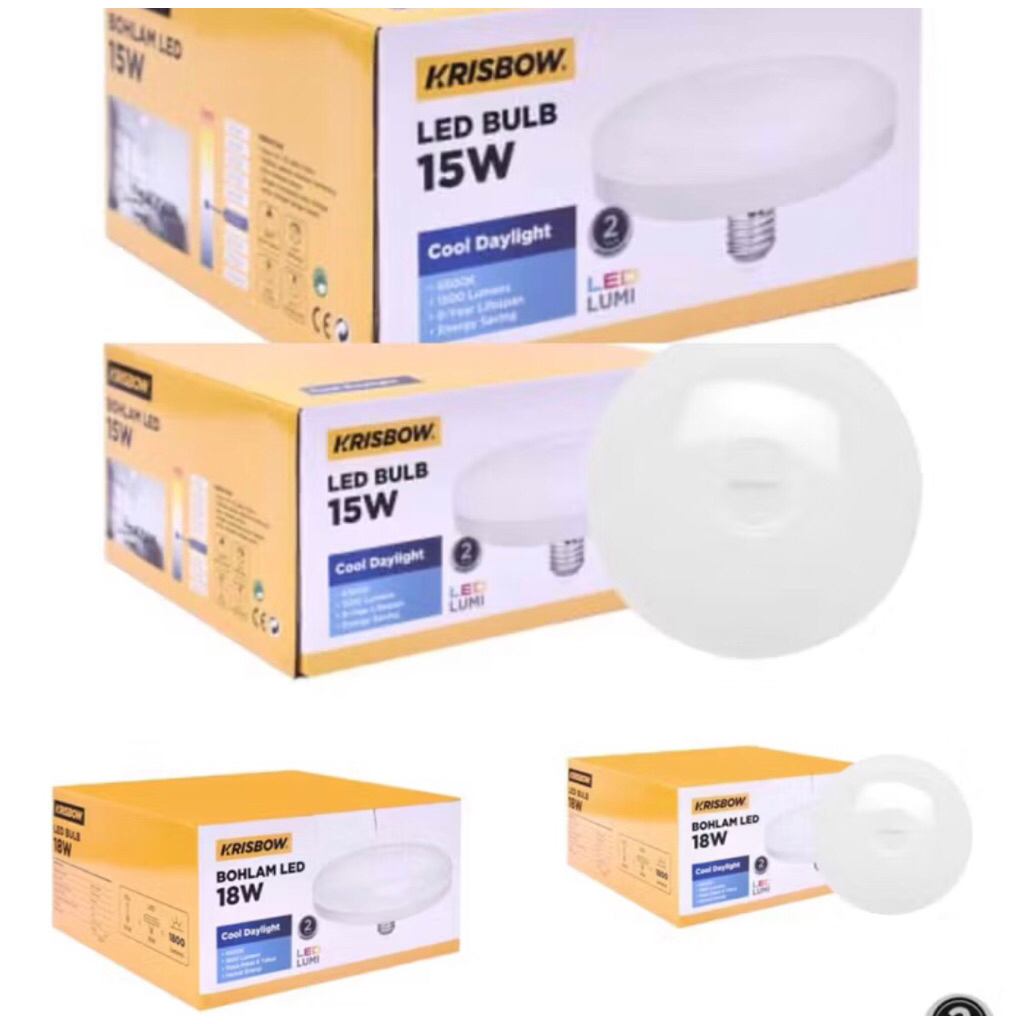 KRISBOW BOHLAM LAMPU LED 15&18W MUSHROOM PUTIH/ACE KRISBOW BULB LED MUSHROOM 15W/ACE BOHLAM LAMPU BE