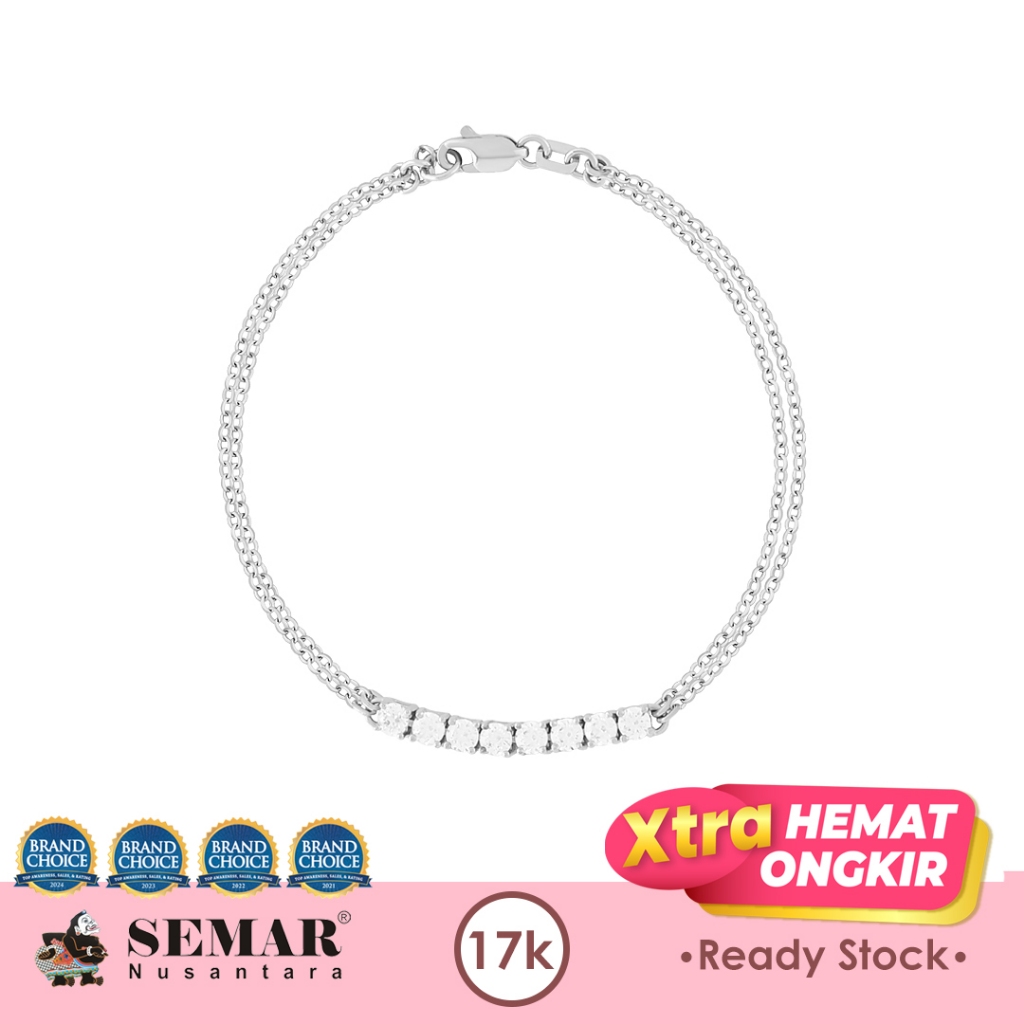 Gelang Emas Sparkling List Bracelet White Gold 17K Semar Nusantara