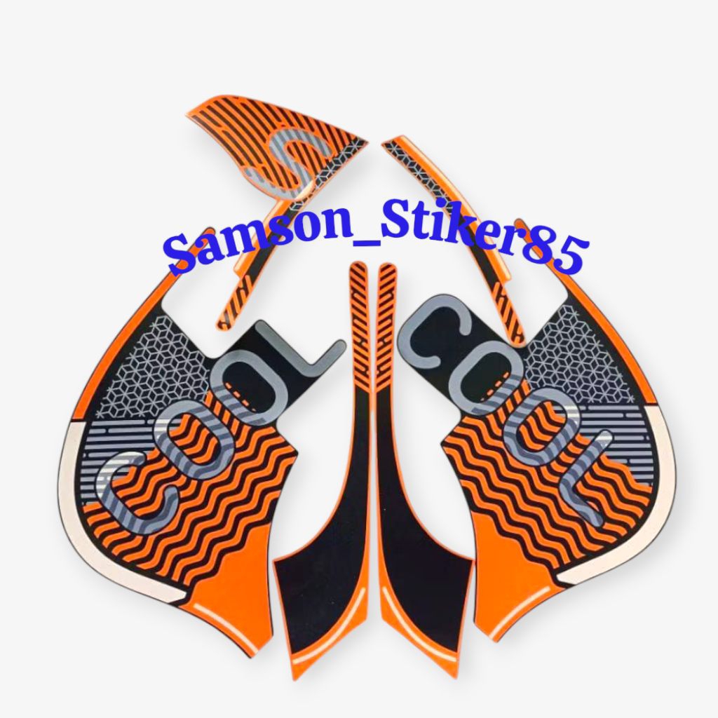 Striping Lapisan Sepeda Motor Honda Scoopy Cool 2022 Fashion Hitam Oren Full Body Lis Bodi Standar
