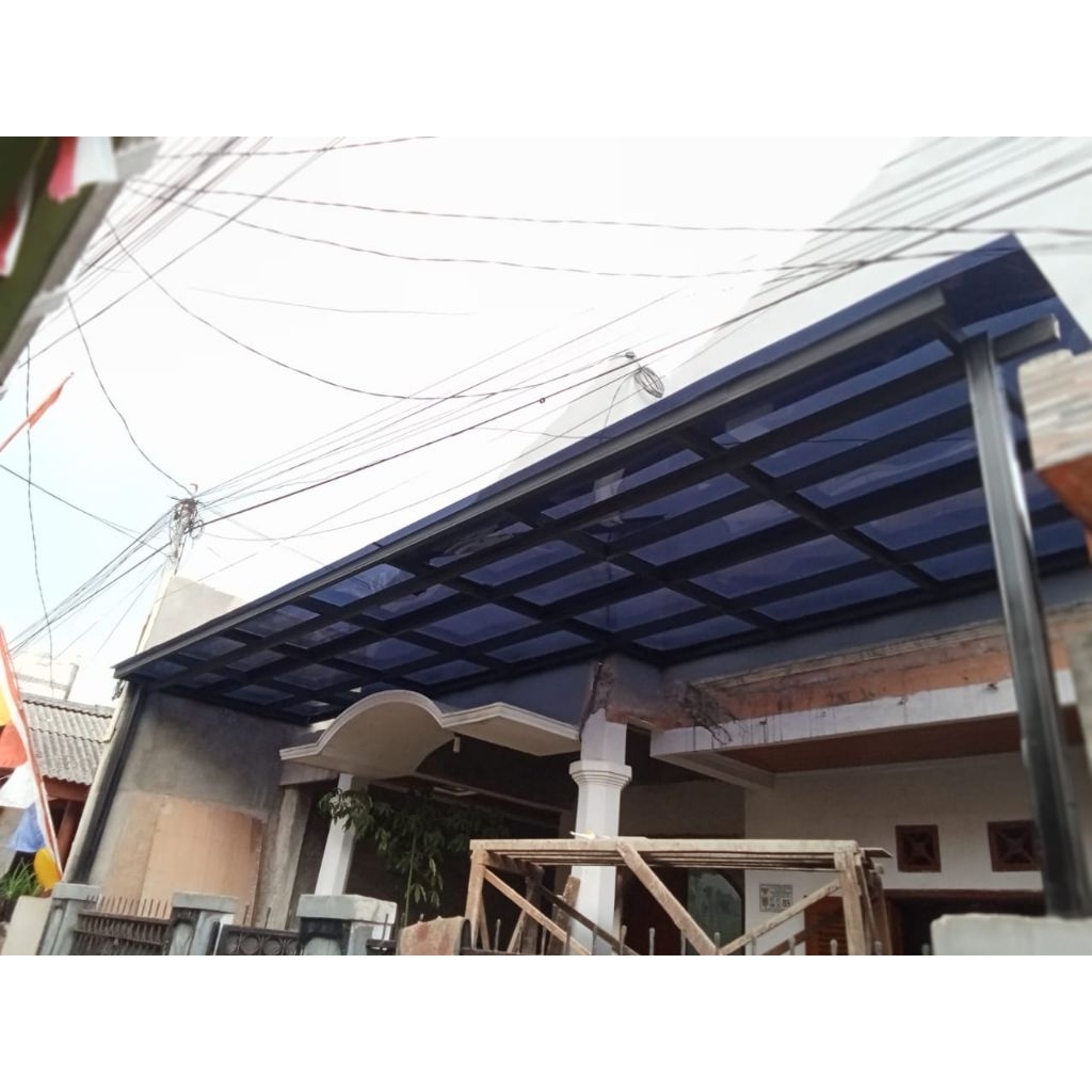 kanopi transparant  atap solat flat