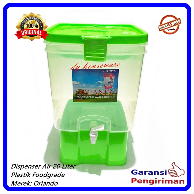 Dispenser Air Minum Kran 20 Liter Plastik Foodgrade Segi Drink Jar Tempat Air Minum 20Liter Orlando