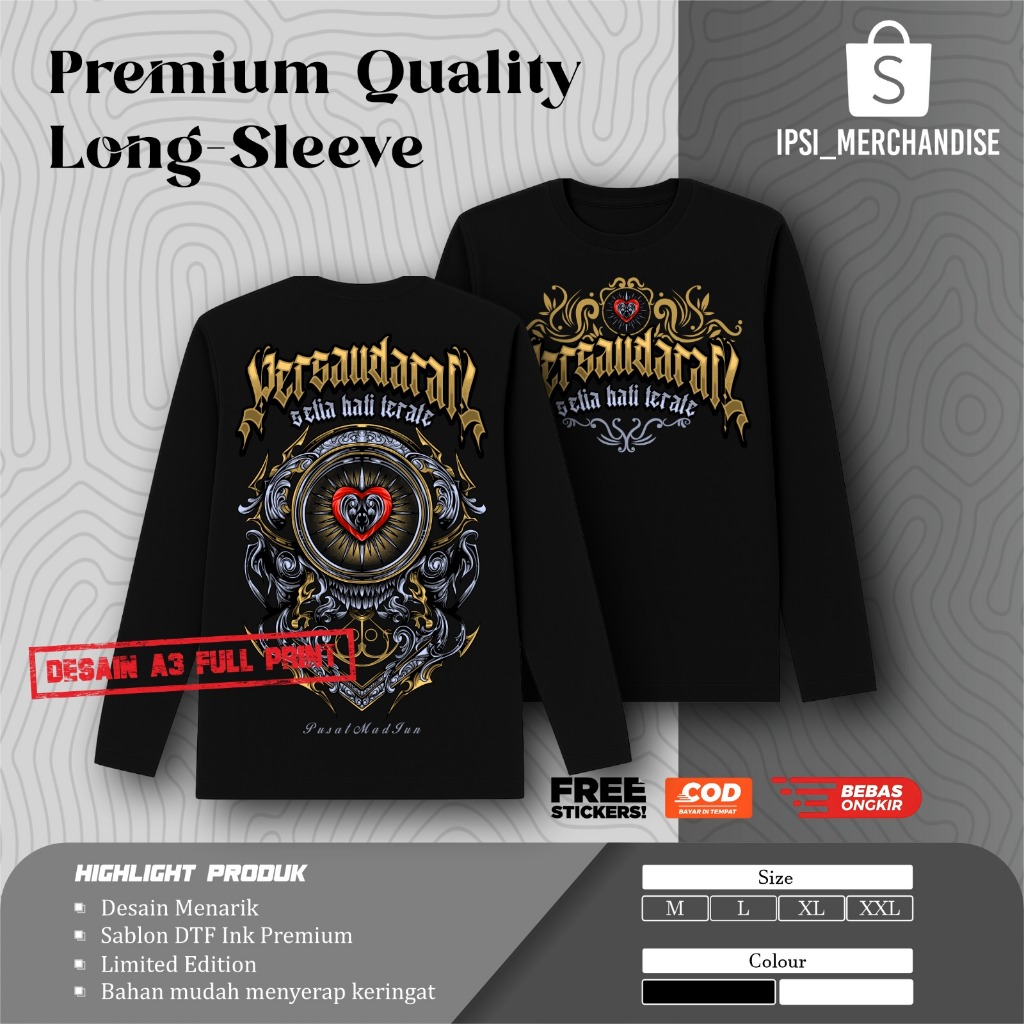 KAOS LENGAN PANJANG PSHT PERSAUDARAAN SETIA HATI TERATE T-SHIRT LONGSLEEVE PSHT - KAOS LENGAN TANGAN