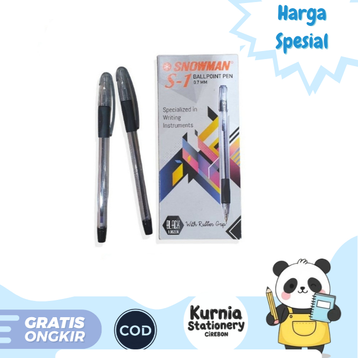 

Snowman ballpoint S-1 Black 0.7 mm / Pulpen Specialized Writing Instrument (Satuan)