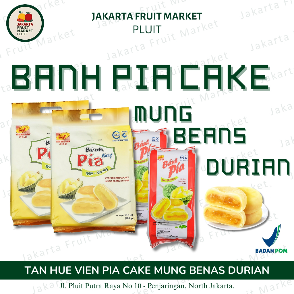 

Banh Pia Chay Pie Pia Cake Mung Beans Durian Liu Sha Vietnam Tan Hue Vien 100% Original - 480g
