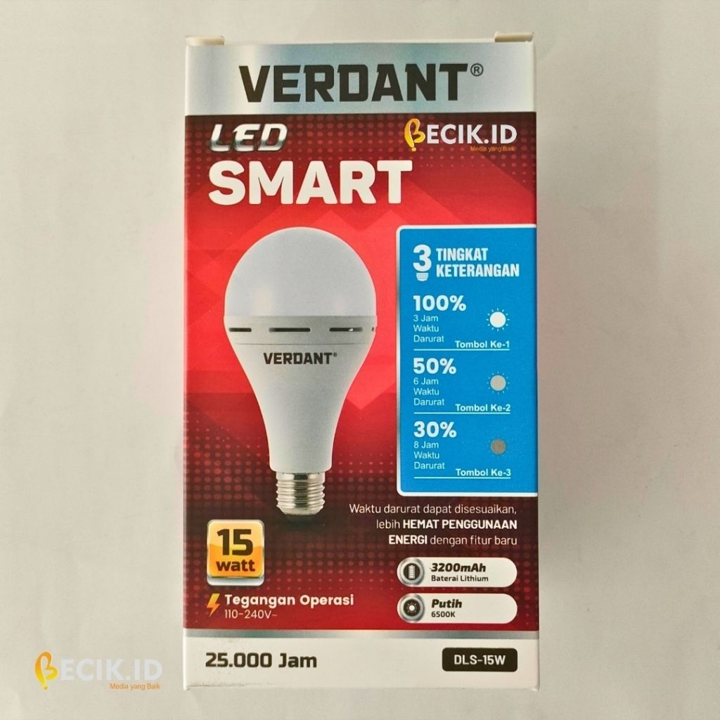 Lampu Emergency Verdant LED Smart 18W – 1650 Lumen – Cahaya Putih – Hemat Energi – SNI – Original