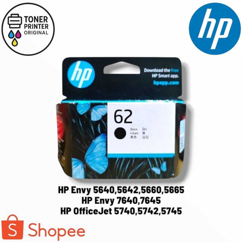 TINTA PRINTER HP 62 BLACK INK CARTIRDGE ORIGINAL