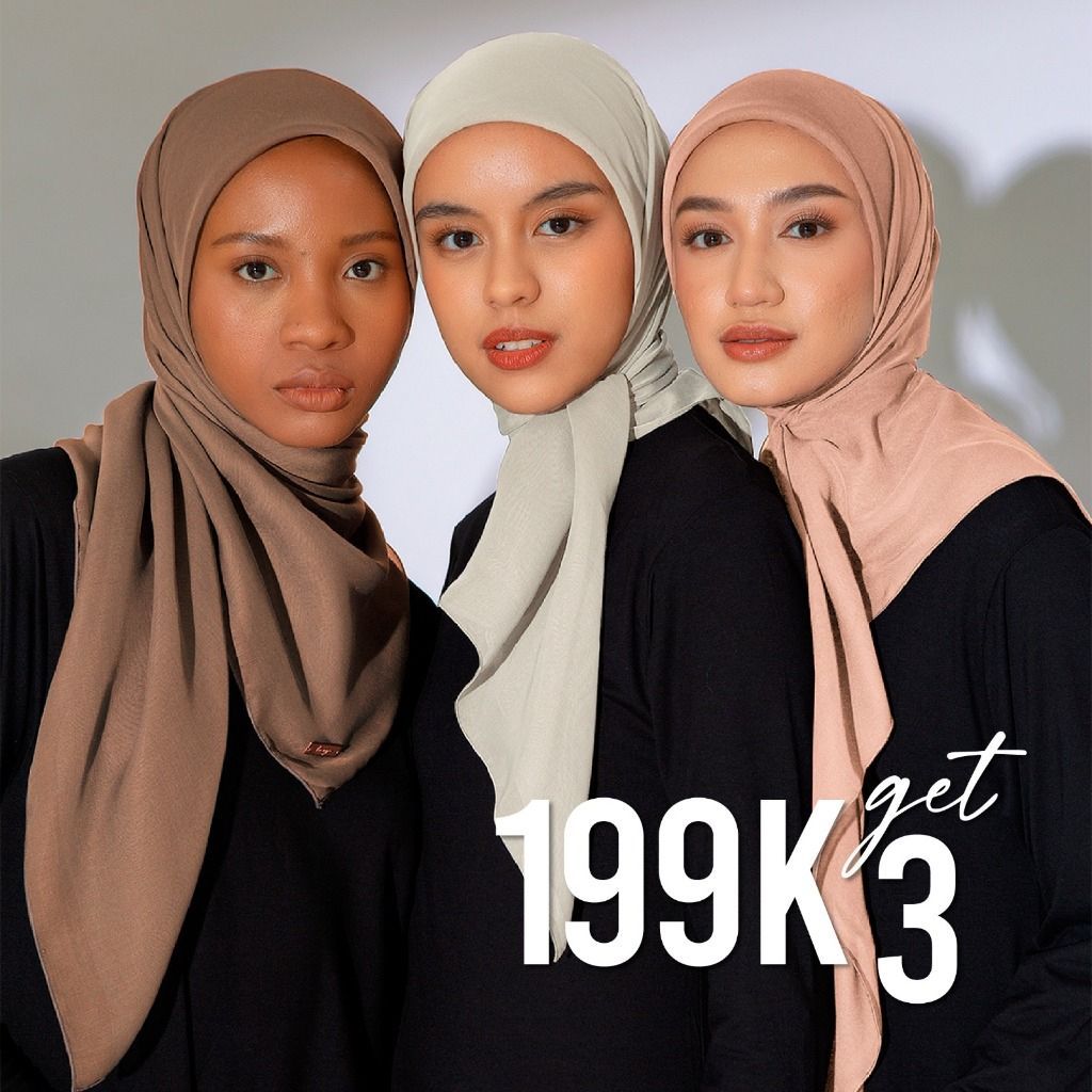 Lozy Hijab - 199K Get 3 Kirana Paris Plain Japan (Hijab Segiempat Paris Japan Premium)