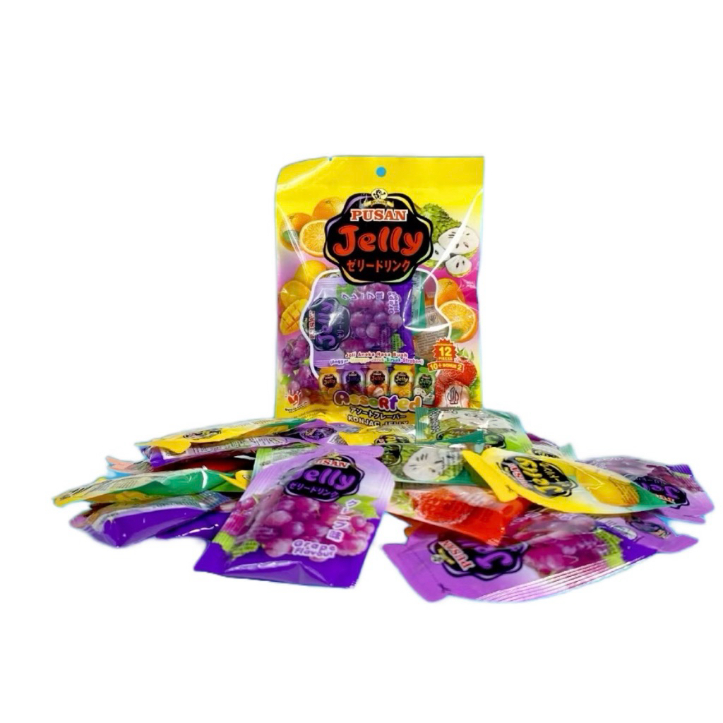 

PROMO PUSAN JELLY KONJAC [1 BUNGKUS ISI 12 PCS @10G] | KONJAC JELLY | JELI ANAK ANEKA RASA | PUSAN JELLY | JELI ANEKA RASA ANGGUR MANGGA JERUK SIRSAK STROBERI