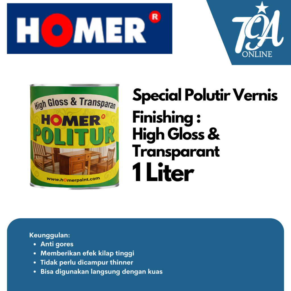 HOMER PAINT Politur Vernis Kayu / Cat Politur Vernis Kayu 1 Liter
