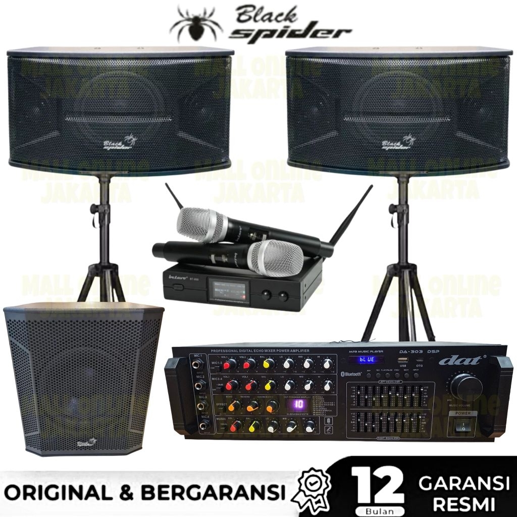 Paket karaoke blackspider 10 inch subwoofer aktif black spider 12 inch