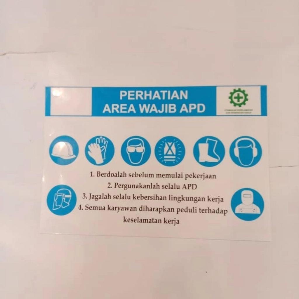 

sign stiker perhatian area wajib apd / sticker wajib apd k3 safety - Biru Muda