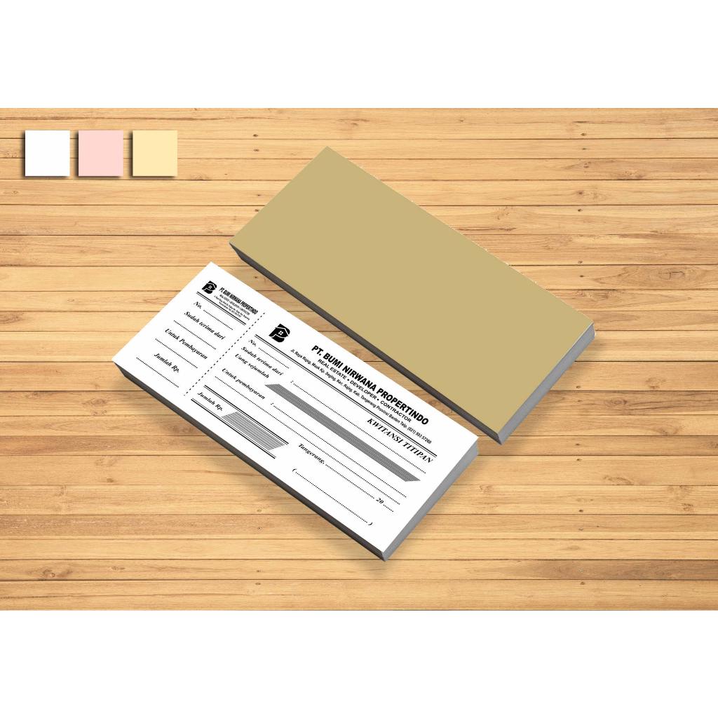 

Cetak Kwitansi 3 ply 1 atau 2 warna 1/3 polio Kertas NCR / KARBON Minimal Pemesanan 30 Buku